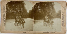 Enfants dans une voiture, Vintage print, ca.1880, Stéréo Tirage vintage, légendé