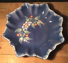 Coupe Céramique Peint Main Décor Floral Diamètre 27 Cm