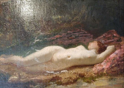 Huile sur toile femme nue - , sous