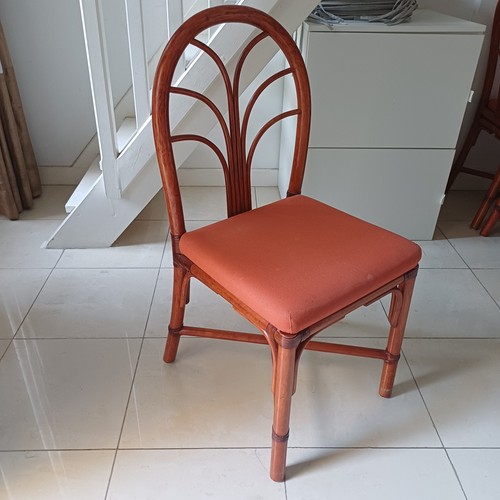 Chaises bambou rotin corail - 6,