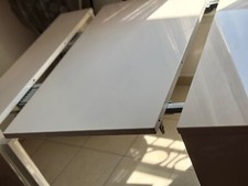 console extensible laquée blanche- Bon état-fermé 40 cm par 91 cm + 4 rallonges 