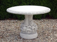 Table table de jardin Ø 107 cm figurine en pierre 85 cm 227 kg gris béton bla...