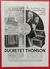 Publicité de presse l'Electrophone  DUCRETET THOMSON & Stylo WATERMAN 1937