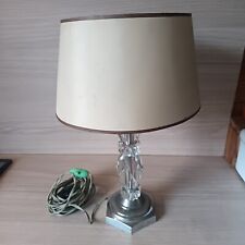 Lampe Art Déco En Verre À Facettes Et Socle En Métal, Vintage, Pied Octogonal