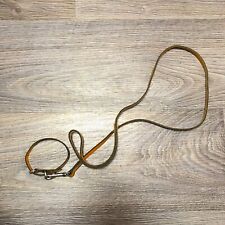 Laisse + collier petit chien simili cuir beige TBE