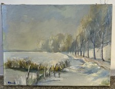 Huile sur signée paysage de