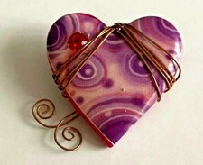 RARE BROCHE vintage coeur très travaillé état NEUF 3,5cm