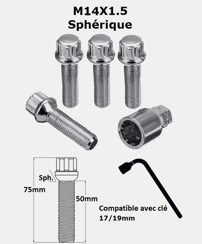Vis antivol roues m14x1 - antivol, m14x1.5