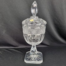 Drageoir,bonbonnière, Cristal, Taillé, Frise, Pointe De Diamant, Pied Douche, 