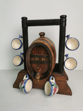 SERVICE A LIQUEUR, Calvados, ANCIEN, Tonnelet, CHENE, TASSES, Cuivre, 