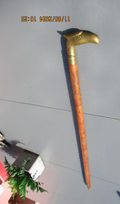 Canne de Marche Poignée à la Tête d'Aigle Bronze Décor Feuille Laiton incrusté