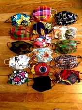 Masque tissu lavable et réutilisable 100°coton/ pince nez/motifs fantaisie