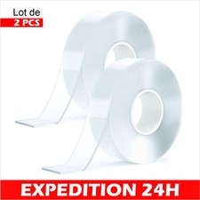 Ruban Adhésif Double Face Ultrarésistant 3MX3CMX2MM Réutilisable Lot de 2