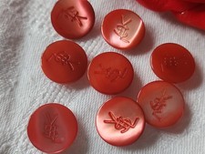 Lot 8 boutons vintage en nacre rose/ rouge YSL 1,4 cm pied panaché  ref 5249