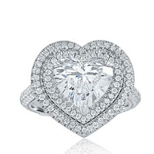 Igi 2.85Ct F-VS1 Coeur Labo Grown Diamant Engagement Ring 14k or Blanc 4.25