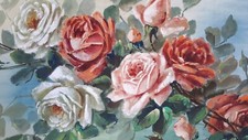 Huile sur soie bouquet de - soie,