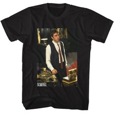 Scarface - Tony À Son Bureau - Américain Classiques - Noir Uni Adulte Manche