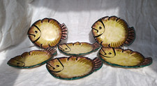 Paul Fouillen 6 assiettes poisson en faïence de Quimper