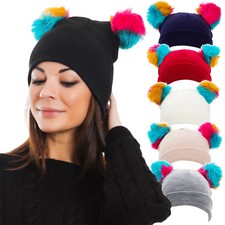 Chapeau Casquette Femme Kawaii Casquette Tricot Pompon Ponpon Fourrure M2902