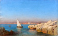 tableau ancien marine paysage mer François Gautier Marseille impressionnisme