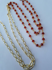 Rubis Cristal Perle Pierre 18K or Jaune Over Taille Ventre Chaîne Été Bijoux