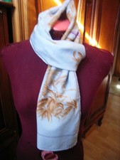 écharpe grise fleurie beige/violet GIM RENOIR 31X160CM polyester