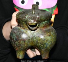 6.3 "Vieille dynastie chinoise en bronze bête tête de vin théière Flagon