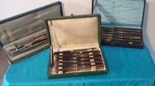 ANCIENS COUTEAUX SERVICE A DECOUPER GIGOT CORNE COUVERTS ART TABLE ARGENTERIE