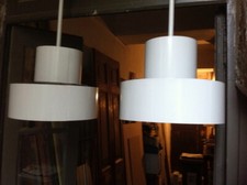 PAIRE SUSPENSIONS CERCLES METAL BLANC ANNEE 50 60