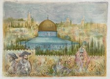 Edna Hibel, Jerusalem, Très Grande Lithographie, Signée, Numérotée 63/150