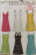 6631 PATRON SIMPLICTY "ELEGANCE" 6 CREATIONS ROBE PRINTEMPS ETE 34 AU 44