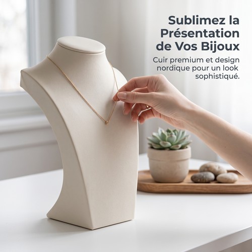 Buste collier cuir blanc - collier, style