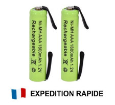 Lot 2 batterie à pattes pile AAA NI-MH 1,2V 1800mAh rechargeable - rasoir élect