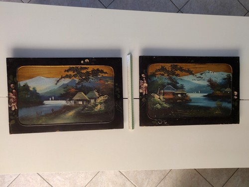 Tableaux huile sur - 2, bois