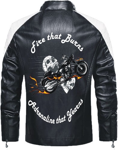 Veste moto cuir - en,