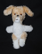 Peluche doudou chien vintage NOUNOURS ancien blanc beige yeux nez durs 27 cm TBE