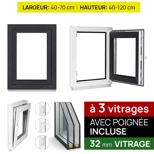 Fenêtre pvc anthracite triple - fenêtre,