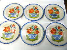 RARE Suite de 6 Assiettes 22 Cm AUVILLAR Début XIXè Bouquet aux 3 Fleurs Rouges