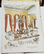 Vintage Menu Carte Restaurant LASSERRE Paris Illustration Pierre Pagès