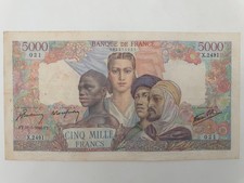 Billet ancien 5000 Francs Empire Français Banque de France 31/05/ 1946 RARE