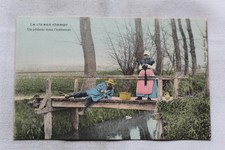 Pêche, la vie aux champs, un pêcheur dans l'embarras, folklore et humour