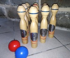 Collector jeu de quilles en bois Ricard  lot de 9 quilles et 2 boules 