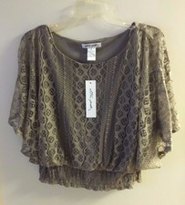 ULTRA PINK TAUPE LINED LACE BLOUSE SIZE MEDIUM NWT