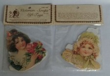 Vtg Set of Two 16 Victorian Scraps Die Cut  Gift Tags Old Print Factory,Inc.USA