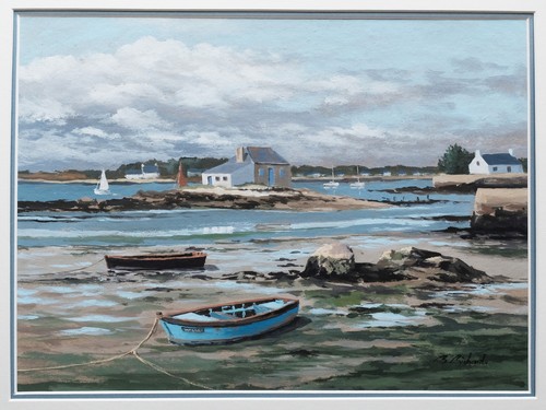 Gouache paysage saint - gouache, saint-cado