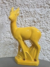 Antilope Biche JAUNE vintage statuette en faïence 24 cm Céramique  Saint Clément