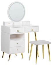 Coiffeuse Blanc et Doré en