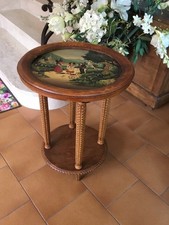 Magnifique Guéridon Sellette Table alsacien années 1940 à décor.