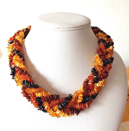 Collier ambre multicolore - ambre,
