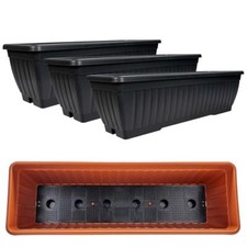 3 Pièce Bacs à Fleurs Bac Balcon Plastique 60 CM Wasserspreicher